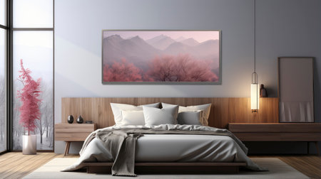 Sample frame set against a comfortable taupe bedroom backdropの素材