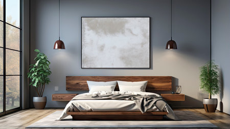 Sample frame set against a comfortable taupe bedroom backdropの素材