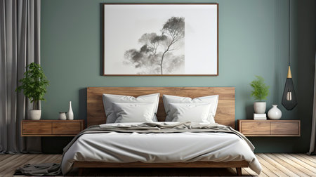 Sample frame set against a comfortable taupe bedroom backdropの素材