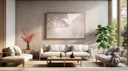Sample frame set against a comfortable taupe bedroom backdropの素材