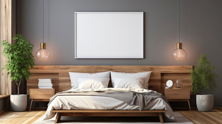 Sample frame set against a comfortable taupe bedroom backdropの素材