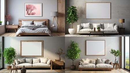 Sample frame set against a comfortable taupe bedroom backdropの素材