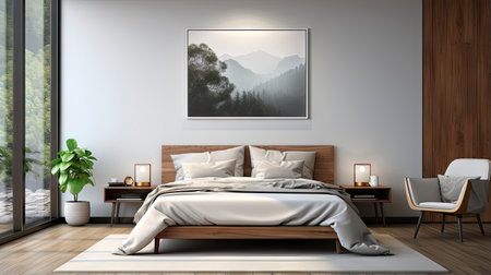 Sample frame set against a comfortable taupe bedroom backdropの素材