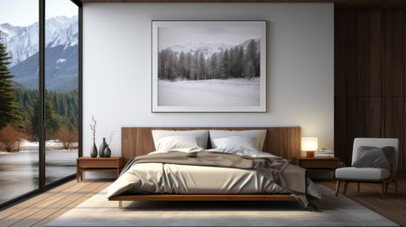 Sample frame set against a comfortable taupe bedroom backdropの素材