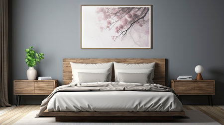 Sample frame set against a comfortable taupe bedroom backdropの素材