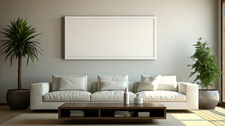 Sample frame set against a comfortable taupe bedroom backdropの素材
