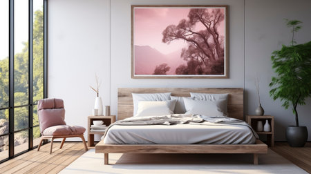 Sample frame set against a comfortable taupe bedroom backdropの素材