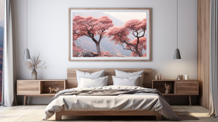 Sample frame set against a comfortable taupe bedroom backdropの素材