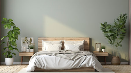 Sample frame set against a comfortable taupe bedroom backdropの素材