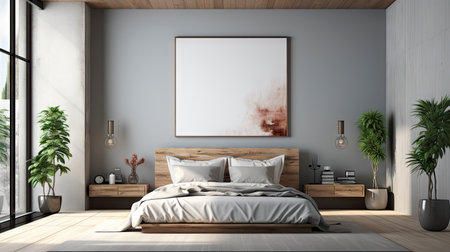 Sample frame set against a comfortable taupe bedroom backdropの素材