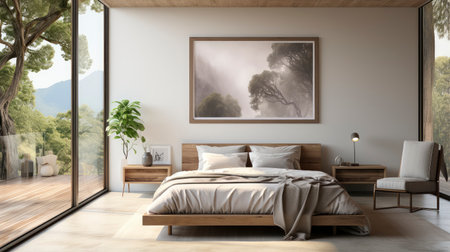 Sample frame set against a comfortable taupe bedroom backdropの素材