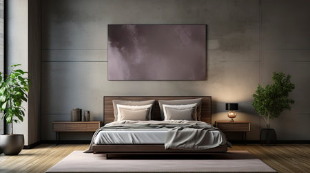 Sample frame set against a comfortable taupe bedroom backdropの素材