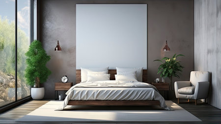Sample frame set against a comfortable taupe bedroom backdropの素材