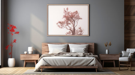 Sample frame set against a comfortable taupe bedroom backdropの素材