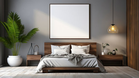 Sample frame set against a comfortable taupe bedroom backdropの素材