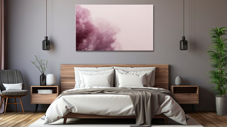 Sample frame set against a comfortable taupe bedroom backdropの素材