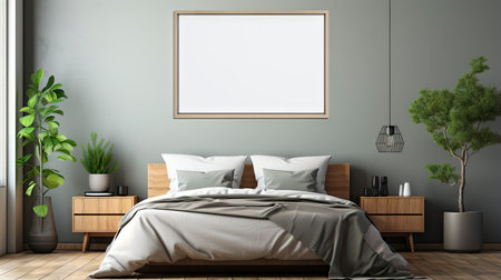 Sample frame set against a comfortable taupe bedroom backdropの素材