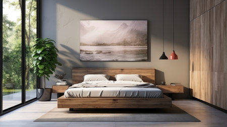 Sample frame set against a comfortable taupe bedroom backdropの素材