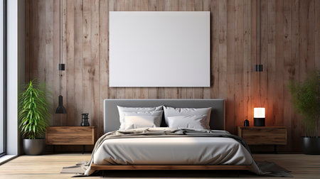 Sample frame set against a comfortable taupe bedroom backdropの素材
