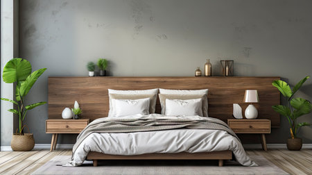 Sample frame set against a comfortable taupe bedroom backdropの素材