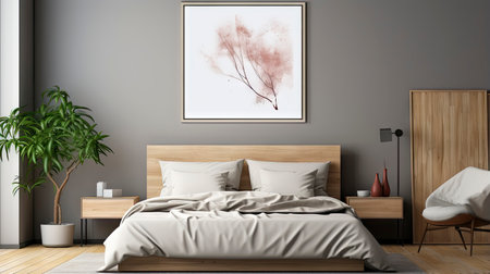 Sample frame set against a comfortable taupe bedroom backdropの素材