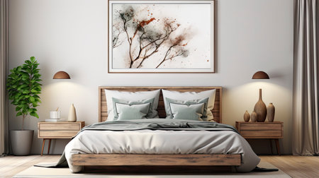 Sample frame set against a comfortable taupe bedroom backdropの素材