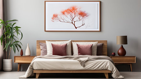 Sample frame set against a comfortable taupe bedroom backdropの素材