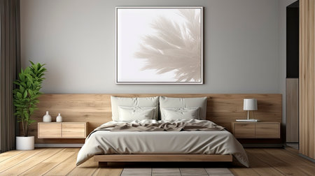 Sample frame set against a comfortable taupe bedroom backdropの素材
