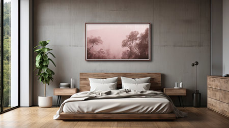 Sample frame set against a comfortable taupe bedroom backdropの素材