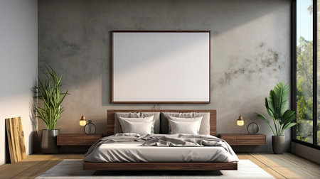 Sample frame set against a comfortable taupe bedroom backdropの素材