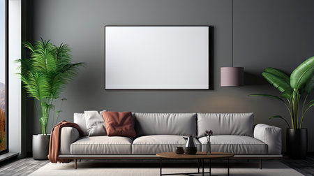 Sample frame set against a comfortable taupe bedroom backdropの素材
