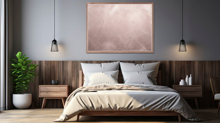 Sample frame set against a comfortable taupe bedroom backdropの素材