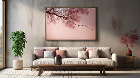 Sample frame set against a comfortable taupe bedroom backdropの素材