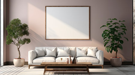 Sample frame set against a comfortable taupe bedroom backdropの素材