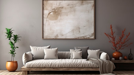 Sample frame set against a comfortable taupe bedroom backdropの素材
