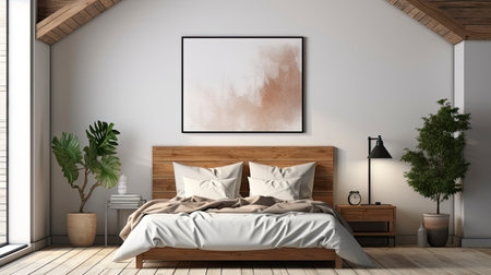 Sample frame set against a comfortable taupe bedroom backdropの素材
