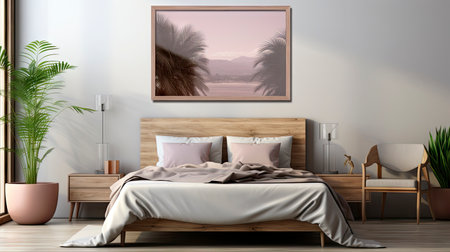 Sample frame set against a comfortable taupe bedroom backdropの素材