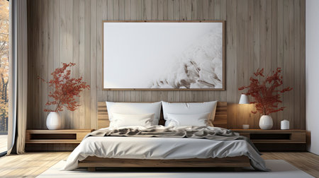 Sample frame set against a comfortable taupe bedroom backdropの素材