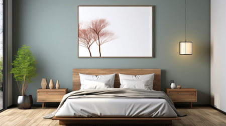 Sample frame set against a comfortable taupe bedroom backdropの素材