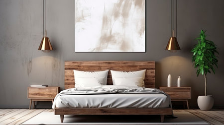Sample frame set against a comfortable taupe bedroom backdropの素材