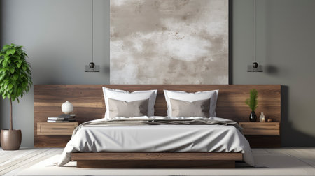 Sample frame set against a comfortable taupe bedroom backdropの素材