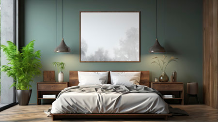 Sample frame set against a comfortable taupe bedroom backdropの素材