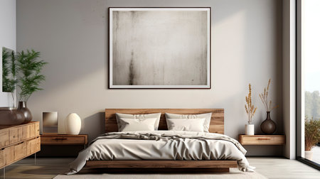 Sample frame set against a comfortable taupe bedroom backdropの素材