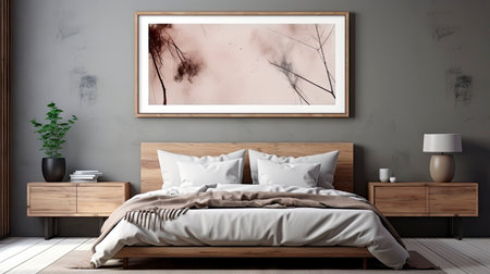 Sample frame set against a comfortable taupe bedroom backdropの素材