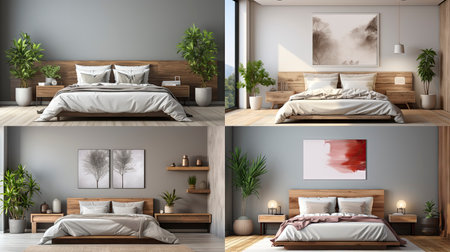 Sample frame set against a comfortable taupe bedroom backdropの素材
