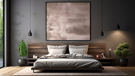 Sample frame set against a comfortable taupe bedroom backdropの素材