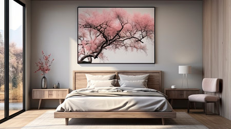 Sample frame set against a comfortable taupe bedroom backdropの素材