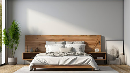 Sample frame set against a comfortable taupe bedroom backdropの素材