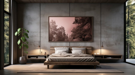 Sample frame set against a comfortable taupe bedroom backdropの素材