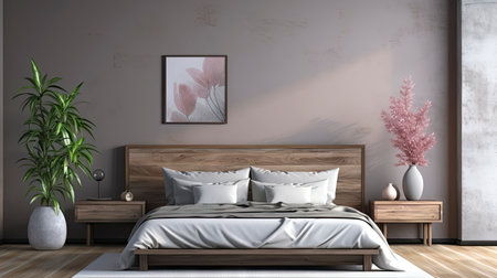 Sample frame set against a comfortable taupe bedroom backdropの素材